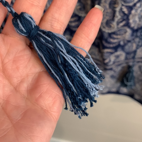 Max Studio Blue Pink White Boho Print Tunic Top - Picture 6 of 10